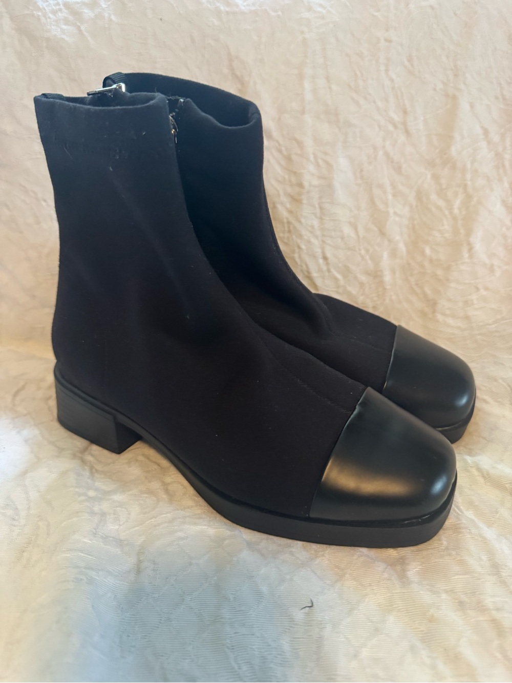 Black Cap-Toe Ankle Boots - Women